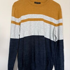 Banana Republic Men’s Colorblock Crewneck Sweater - Mustard, Light Gray, Navy
